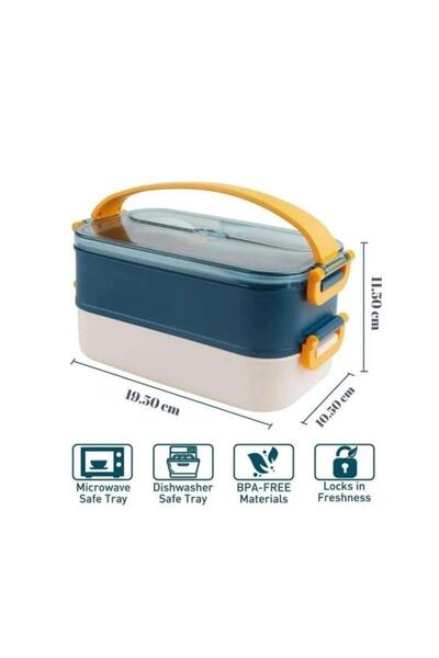 Vagonlife Two Layer 1400 Ml Stainless Steel Easy Lock Travel Bowl - Food Box