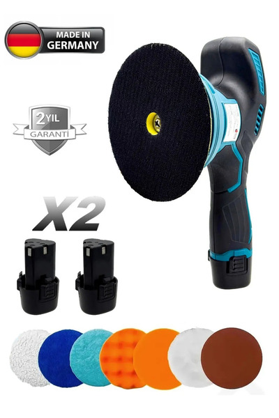 MOONSHOP Çift Akülü Orbital 48 V Lityum 2x Batarya 6 Devir Ayarlı Detay Pasta Cila Zımpara Polisaj Makinesi.