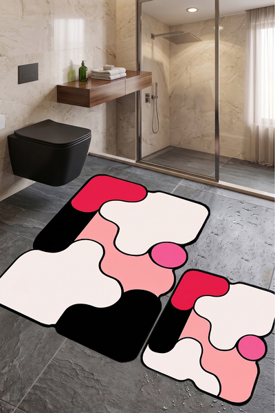 Chilai Home Woven Pembe 2 li Banyo Paspası,Kaymaz Tabanlı,Yıkanabilir 60x100 ...