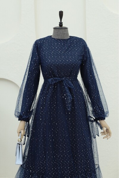 Modamorfo Φόρεμα από τούλι με λεπτομέρειες από πούλιες και κορδόνια στο μανίκ...