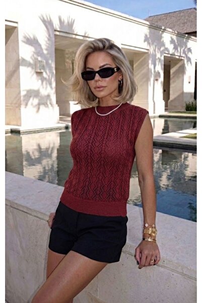 hanope Γυναικεία καλοκαιρινή μπλούζα με διάτρητο σχέδιο και μανίκια μηδέν σε ...