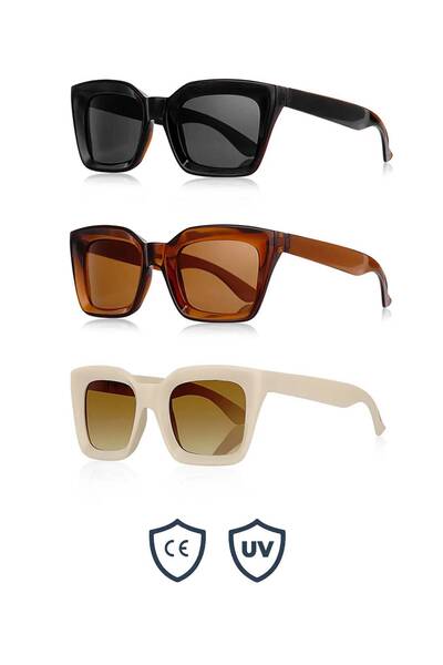 Kinary Uv400 Korumalı Unisex Güneş Gözlüğü 3'lü Fırsat Seti 1025