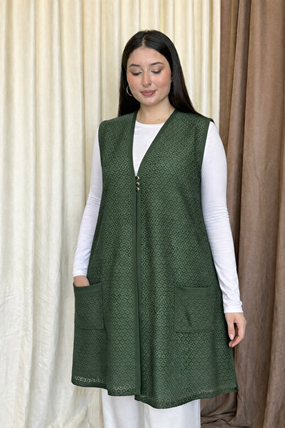 ModaPlaza Γυναικείο Μακρύ Γιλέκο Δαντέλας Μέγεθος B 261-2