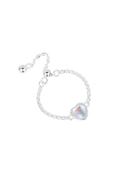genernic Women's Ocean Heart Ring 925 Sterling Silver Rhodium Plated Zircon Ring
