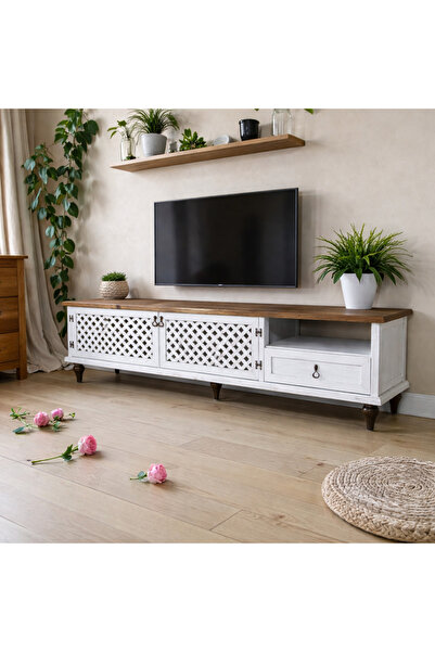 BozYapıDekorasyon 139*35*44 WOODUNİT Doğal Ahşap TV Ünitesi