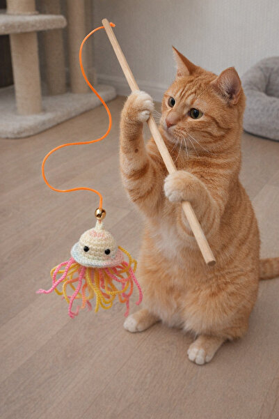 Be Cat Amigurimi Ahtapot Figürlü Çanlı Kedi Oltası