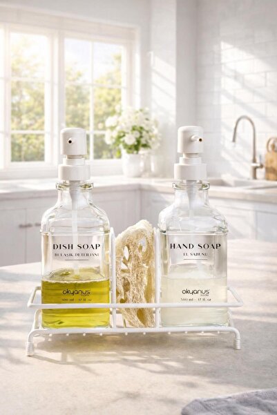 Store Hgy Home Δοχείο υγρού σαπουνιού και δοχείο απορρυπαντικού πιάτων από γυ...