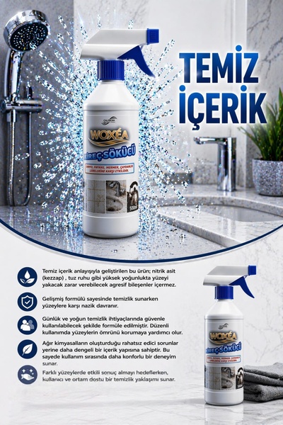 WOXÉA KireçSökücü,banyo,duşakabin,çaydanlık,konsantregüçlüformül,derztemizliğ...