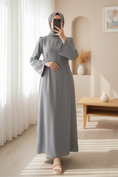 Modamorfo Φόρεμα Judge Collar Waist Tie -γκρι