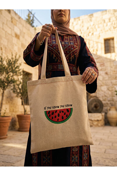 Zaytoon Geantă Hambez palestiniană cu jumătate de pepene verde imprimată digi...