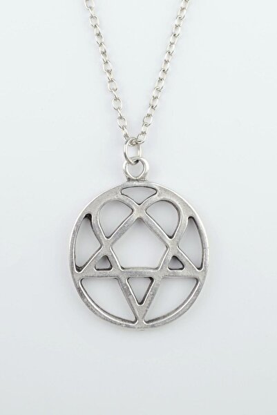 ıdr Heartagram Gümüş Kaplama Düz Zincir Kolye