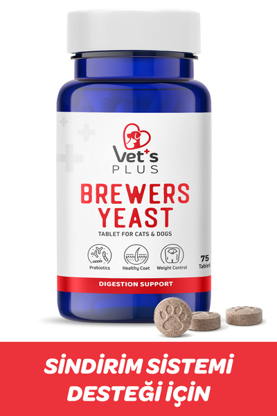 Vet's Plus Brewers Yeast Tablet 75'li (Prebiyotikli Sindirim Sistemi Düzenley...