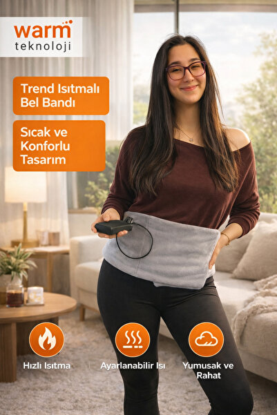 Warm Teknoloji Akıllı Isıtmalı Yünlü Termal Kuşak USB Şarjlı Bel Isıtıcı (Pow...