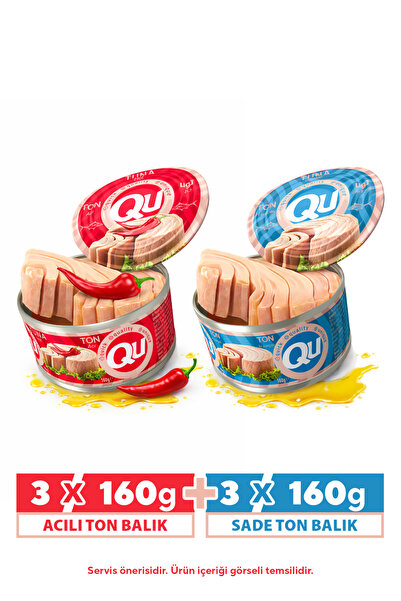 QU Acılı ve Sade Ton Balığı 6X160GR