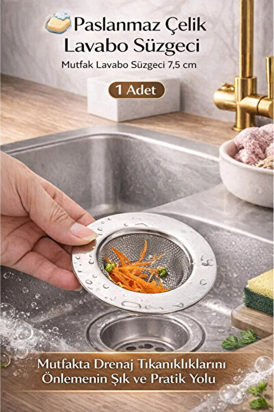 AYGÖREN HOME Büyük Boy Paslanmaz Çelik Lavabo Süzgeci- Evye Süzgeci