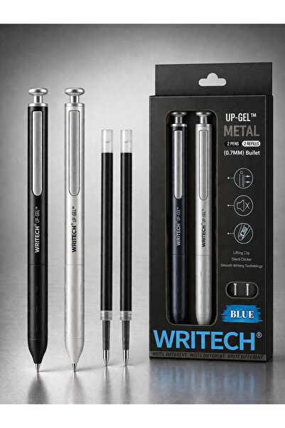 Writech Metal Gövdeli 2'li Jel Kalem Seti - 0.7 MM Uc + 2 Yedek Mürekkep Kaps...
