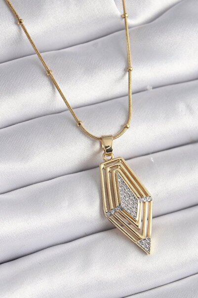 Skygo 316L Steel Gold Color Zircon Stone Vintage Model Women's Necklace - Tj-...