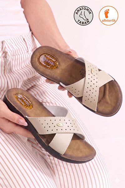 AlbiShoes Papuci de casă confortabili cu toc din gel pentru femei Gezer, papu...