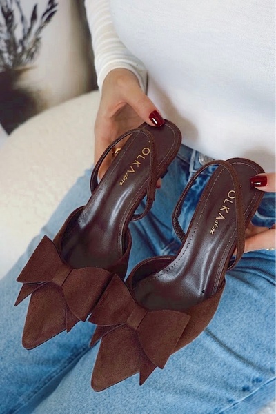 POLKA STORE Γυναικεία παπούτσια από καστόρι σε καφέ απόχρωση με μυτερή μύτη, ...