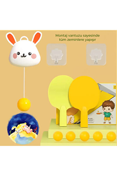 BLACK DİAMOND PLUSH TOY Kapı Tenisi Asılı Masa Tenisi Raket Topu Seti Iç Meka...