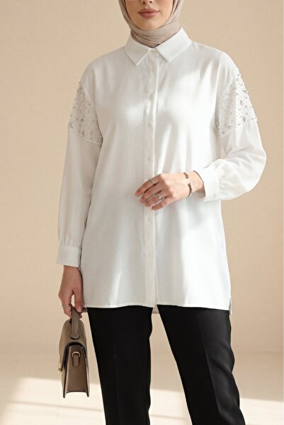 Modamorfo Πουκάμισο Cupra με σχισμή και λεπτομέρεια από πέτρα στον ώμο, με κο...