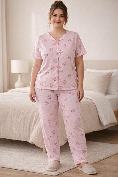 Silona Homewear Σετ πιτζάμες με κοντό μανίκι με σχέδιο κεράσια, μεγάλο μέγεθο...