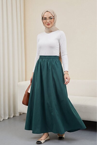 Modamorfo Ελαστική μέση, διπλές τσέπες, φούστα ποπλίνα με φαρδιά γραμμή - σμα...