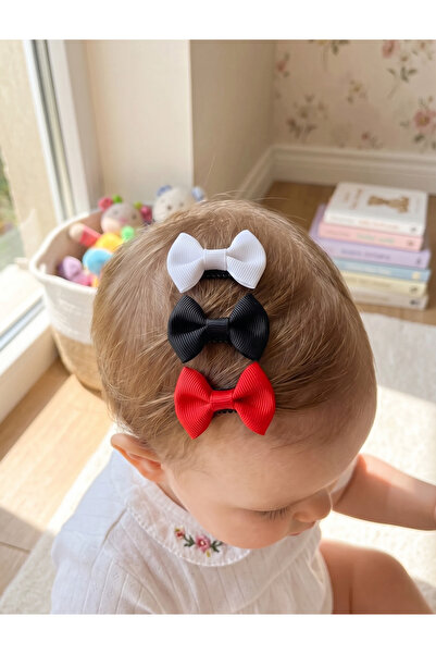 Red Black White Hairless Baby Buckle 3 Pcs Low Hair Baby Buckle