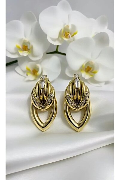 Haziran Accessories Xuping Ellipse, Zircon Stone Vintage Steel Earrings