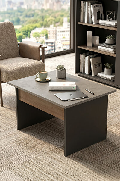 Yurudesign Vista B Ofis Sehpası 80cm*60cm Kahve-Beton-Antrasit VS2-CGA