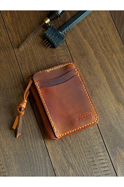 Wild West Crafted حامل بطاقات رجالي مصنوع يدويًا من الجلد الطبيعي من New Covb...