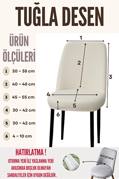 ELHAS Tuğla Desen Oval Sandalye Kılıfı Likralı Esnek Yıkanabilir Lastikli Sandalye Örtüsü( 1 Adet )