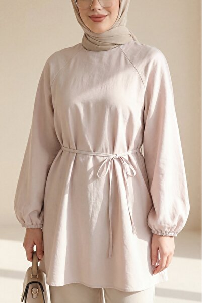 Modamorfo Τουνίκ με στρογγυλή λαιμόκοψη, δεμένη μέση και μανίκια μπαλόνι - πέ...