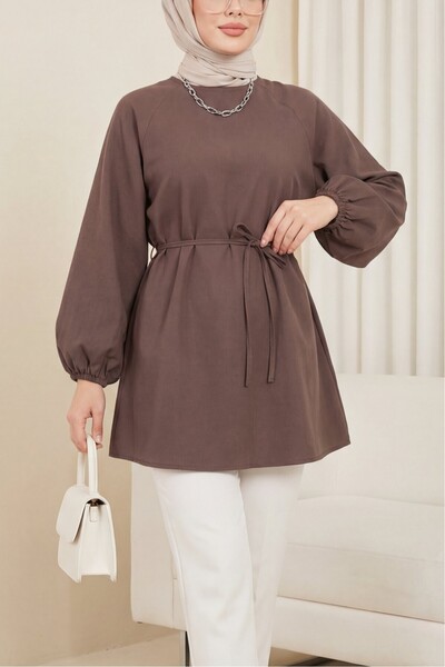 Modamorfo Τουνίκ με στρογγυλή λαιμόκοψη, δεμένη μέση και μανίκια μπαλόνι - αν...