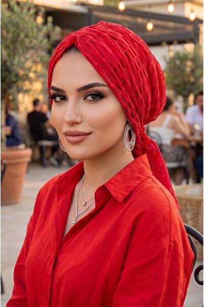 Aişe tesettür Κόκκινο καπέλο με δαντέλα