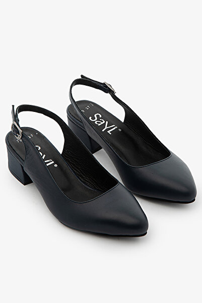 SAYL Γυναικεία παπούτσια με τακούνι σε μπλε ναυτικό χρώμα από γνήσιο δέρμα