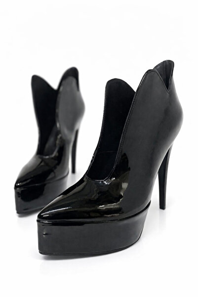 HAYYSHOES Arctia Özel Tasarım Love Siyah Rugan Platform Topuklu Bottie Kadın ...