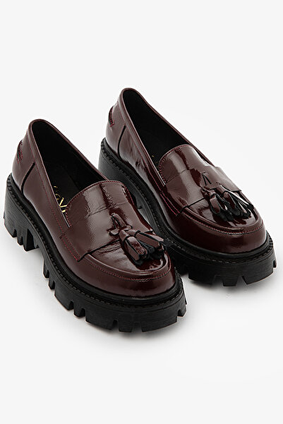 SAYL Γυναικεία παπούτσια Loafer από γνήσιο δέρμα με φούντες από λουστρίνι με ...