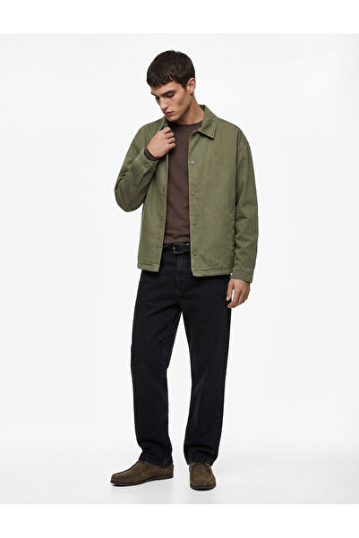 Koton Μακρυμάνικο βαμβακερό πουκάμισο με τσέπες στο γιακά και κουμπιά, oversi...