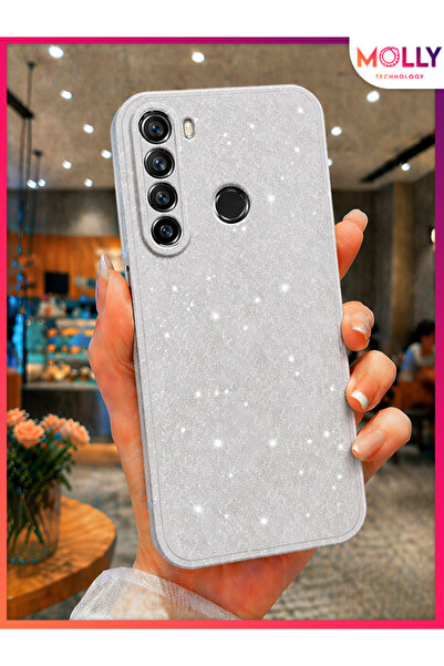 Molly Xiaomi Redmi Note 8 İçin Gümüş Berry Simli Parlak Silikon Kılıf