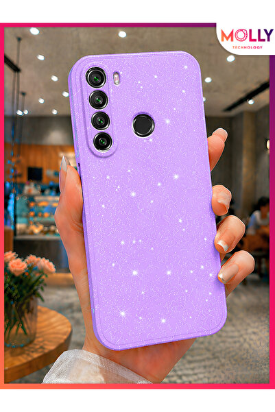 Molly Xiaomi Redmi Note 8 İçin Lila Berry Simli Parlak Silikon Kılıf