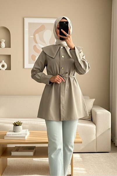 Modamorfo Καπέλο με φαρδύ γιακά και δέσιμο στη μέση - μέντα