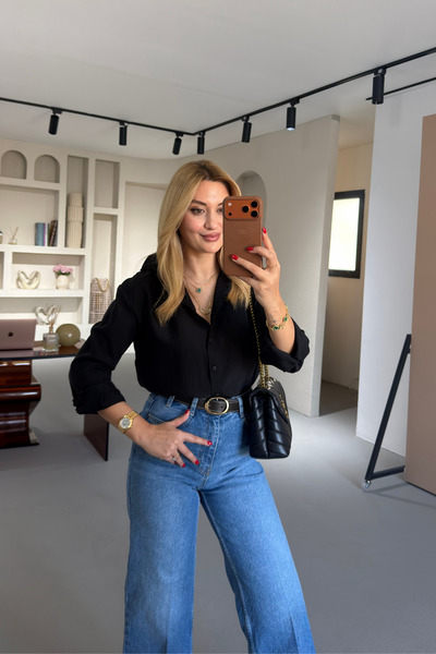 Sezgi Tekin Πουκάμισο Premium Σειράς Premium Μαύρο από Τένσελ