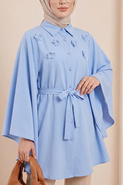 Modamorfo Πόντσο με λεπτομέρεια λουλουδιών στο μπροστινό μέρος, με κορδόνια κ...