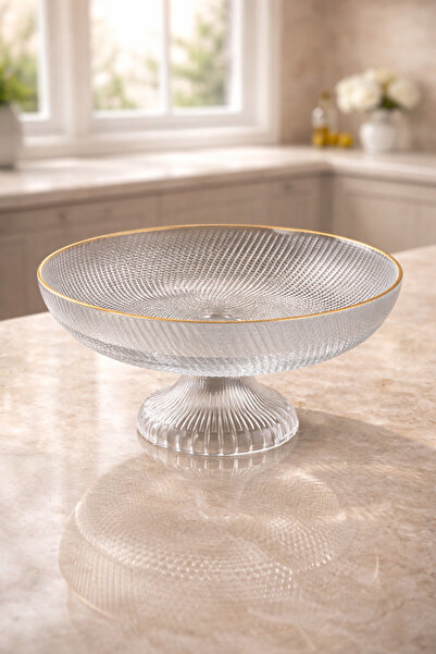 ANGDESİGN Damla YUVARLAK Gondol Kenarı ALTIN YALDIZ•• Cam Tabak Masa Sunum So...