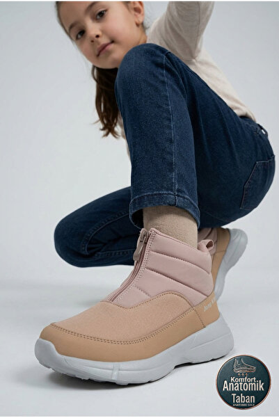 Jump 29177 Ροζ σομόν με φερμουάρ - Καφέ μποτάκια για κορίτσια