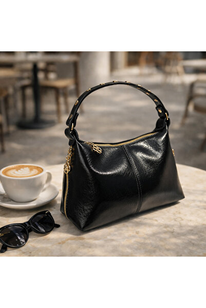 Moda Sekiz Accesorii cu fermoar pentru femei, din piele lacuită, cu bretele d...