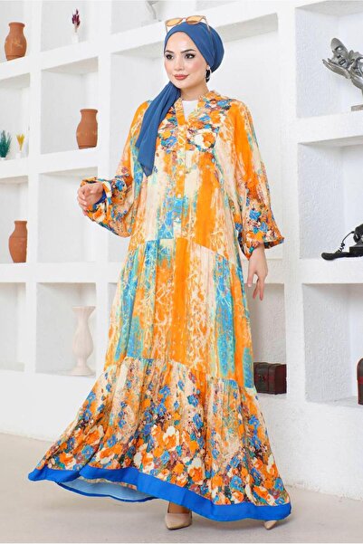 TRENDTESETTÜR KADIN SARI (K.SARI) DESENLİ SALAŞ ELBİSE T 9754