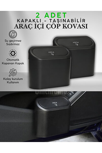 Unichrome 2 Adet Araba Çöp Kutusu Araç Içi Taşınabilir Kapaklı Organizer Çöp ...