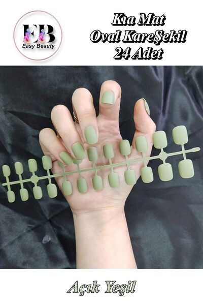 Easy Beauty 24 Adet Renkli Mat Kısa Takma Tırnak Oval-kare 1051